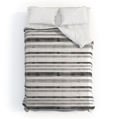 Little Arrow Design Co Watercolor Stripes in Grey Comforter
