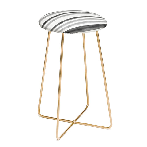 Little Arrow Design Co Watercolor Stripes in Grey Counter Stool