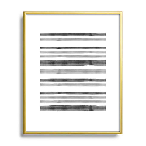 Little Arrow Design Co Watercolor Stripes in Grey Metal Framed Art Print