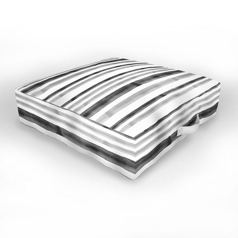 Little Arrow Design Co Watercolor Stripes in Grey Outdoor Floor Cushion