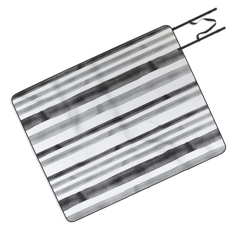 Little Arrow Design Co Watercolor Stripes in Grey Picnic Blanket