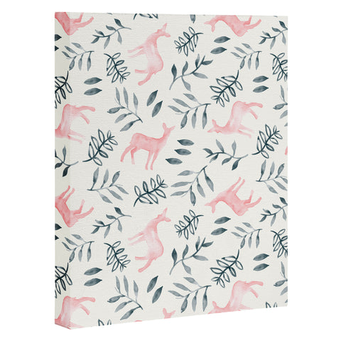 Little Arrow Design Co watercolor woodland in pink Art Canvas