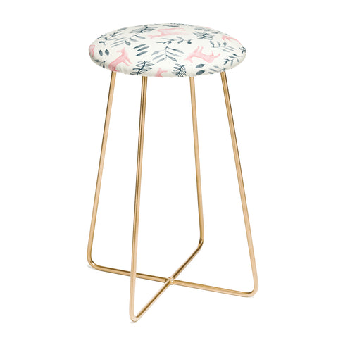 Little Arrow Design Co watercolor woodland in pink Counter Stool