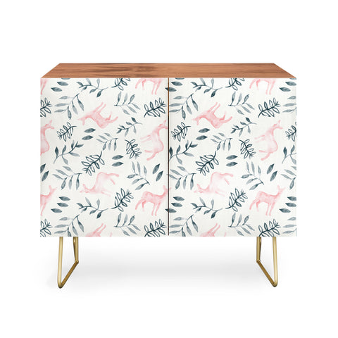 Little Arrow Design Co watercolor woodland in pink Credenza