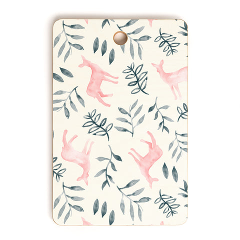 Little Arrow Design Co watercolor woodland in pink Cutting Board Rectangle