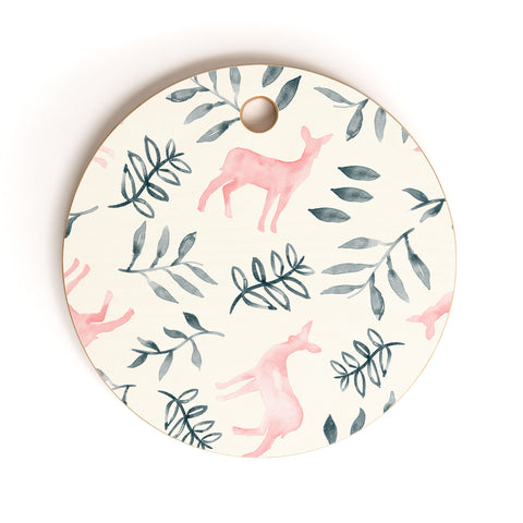 Little Arrow Design Co watercolor woodland in pink Cutting Board Round