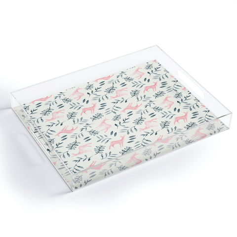 Little Arrow Design Co watercolor woodland in pink Acrylic Tray