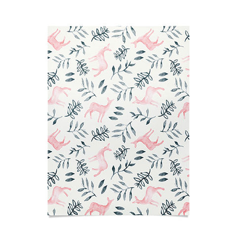 Little Arrow Design Co watercolor woodland in pink Poster