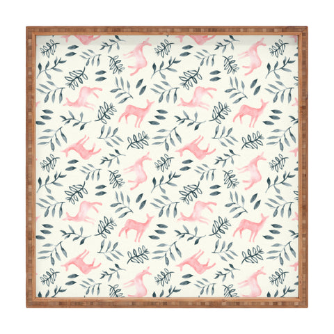 Little Arrow Design Co watercolor woodland in pink Square Tray