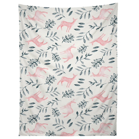 Little Arrow Design Co watercolor woodland in pink Tapestry