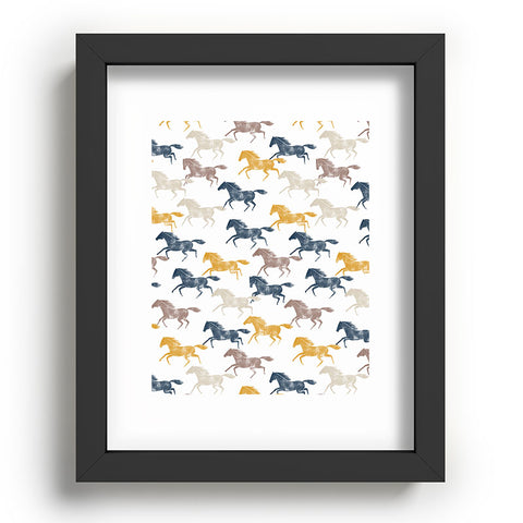 Little Arrow Design Co wild horses blue Recessed Framing Rectangle