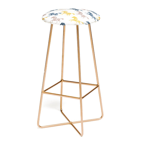 Little Arrow Design Co wild horses blue Bar Stool