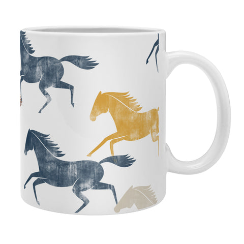 Little Arrow Design Co wild horses blue Coffee Mug