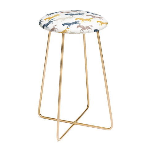 Little Arrow Design Co wild horses blue Counter Stool