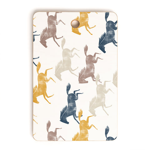Little Arrow Design Co wild horses blue Cutting Board Rectangle