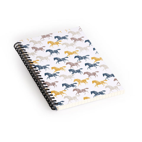 Little Arrow Design Co wild horses blue Spiral Notebook