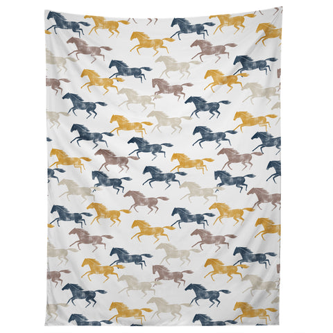 Little Arrow Design Co wild horses blue Tapestry