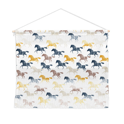 Little Arrow Design Co wild horses blue Wall Hanging Landscape