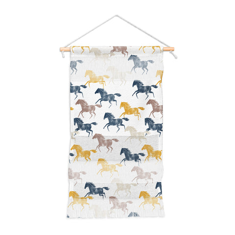 Little Arrow Design Co wild horses blue Wall Hanging Portrait