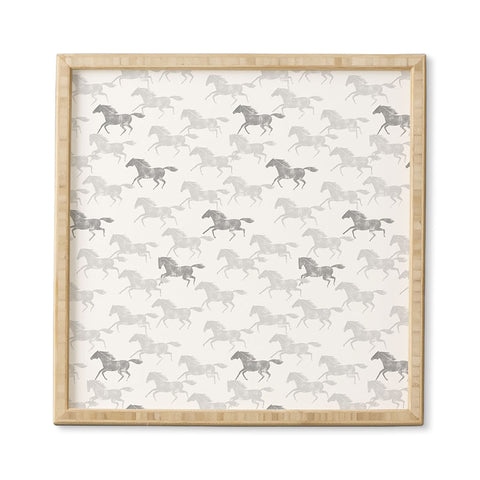 Little Arrow Design Co wild horses gray Framed Wall Art