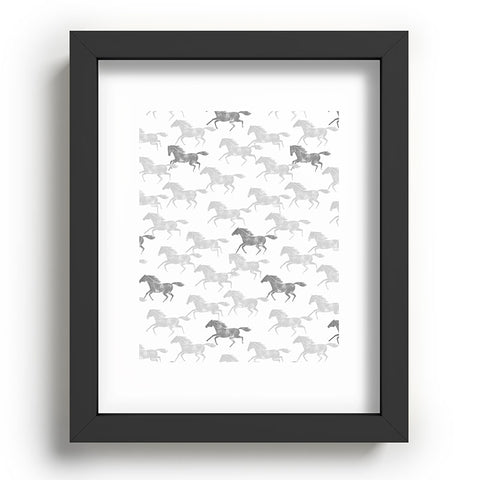 Little Arrow Design Co wild horses gray Recessed Framing Rectangle