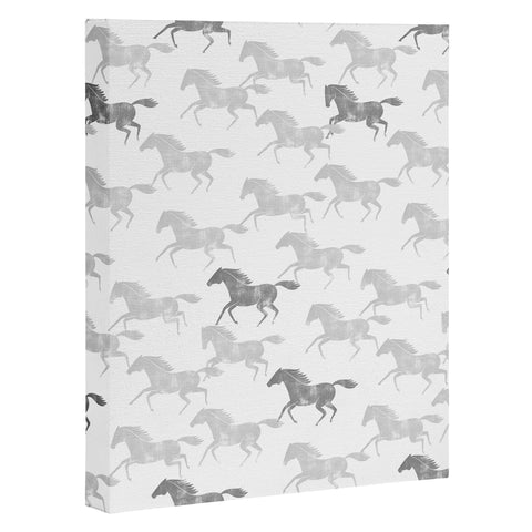 Little Arrow Design Co wild horses gray Art Canvas
