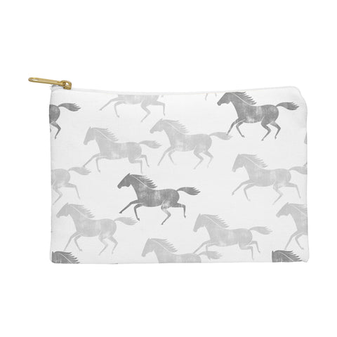Little Arrow Design Co wild horses gray Pouch