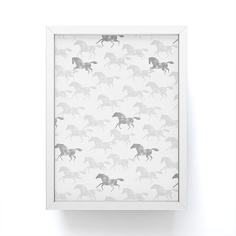 Little Arrow Design Co wild horses gray Framed Mini Art Print