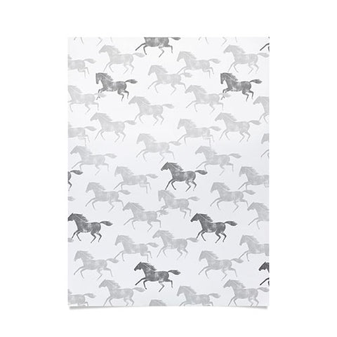 Little Arrow Design Co wild horses gray Poster