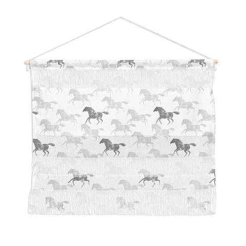 Little Arrow Design Co wild horses gray Wall Hanging Landscape