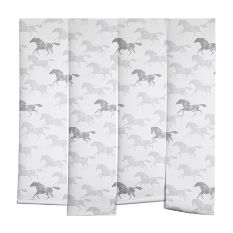 Little Arrow Design Co wild horses gray Wall Mural