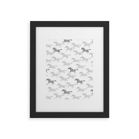 Little Arrow Design Co wild horses gray Framed Art Print