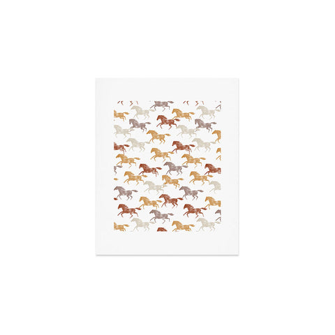 Little Arrow Design Co wild horses orange Art Print