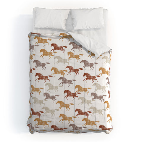 Little Arrow Design Co wild horses orange Comforter