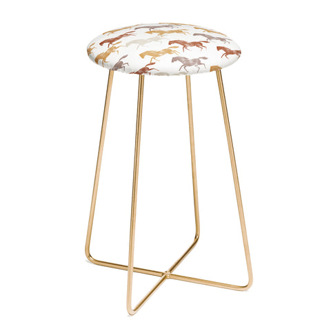 Little Arrow Design Co wild horses orange Counter Stool