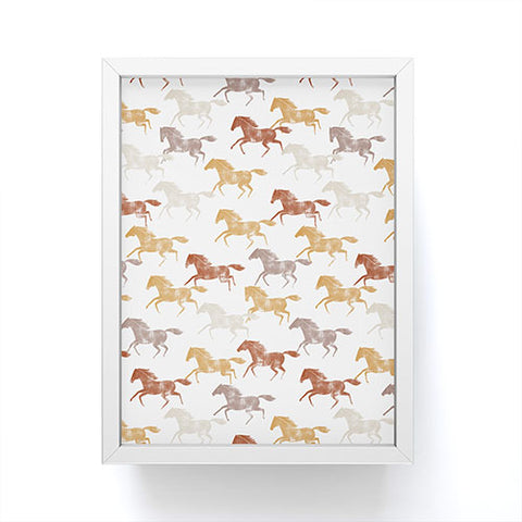 Little Arrow Design Co wild horses orange Framed Mini Art Print