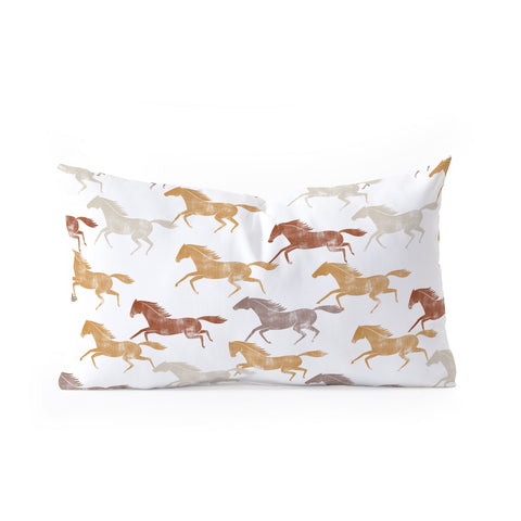 Little Arrow Design Co wild horses orange Oblong Throw Pillow