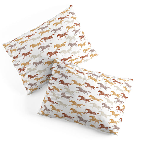 Little Arrow Design Co wild horses orange Pillow Shams