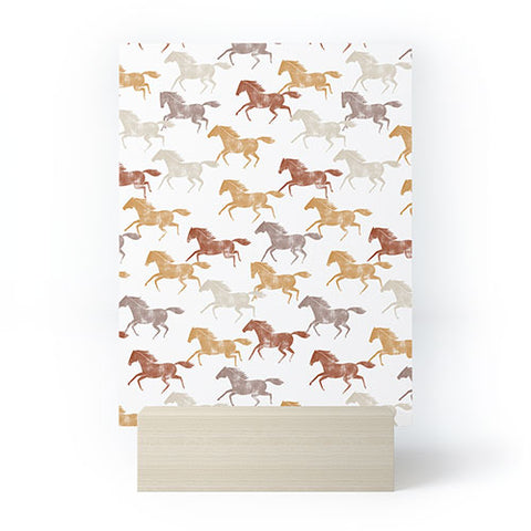 Little Arrow Design Co wild horses orange Mini Art Print