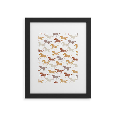 Little Arrow Design Co wild horses orange Framed Art Print