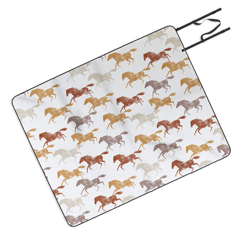 Little Arrow Design Co wild horses orange Picnic Blanket