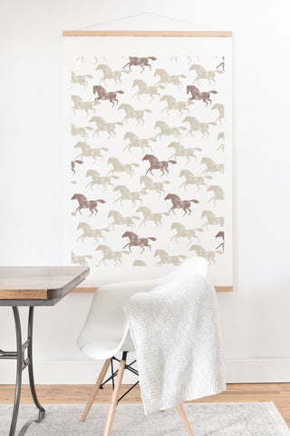 Little Arrow Design Co wild horses tan Art Print And Hanger