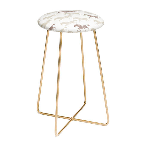 Little Arrow Design Co wild horses tan Counter Stool