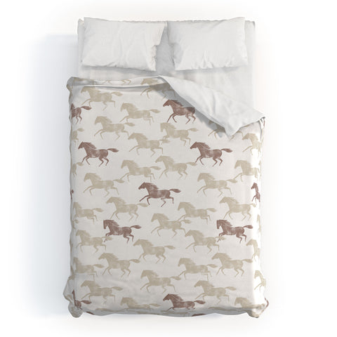 Little Arrow Design Co wild horses tan Duvet Cover