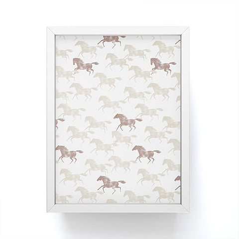Little Arrow Design Co wild horses tan Framed Mini Art Print