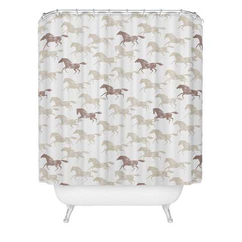 Little Arrow Design Co wild horses tan Shower Curtain
