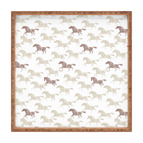 Little Arrow Design Co wild horses tan Square Tray