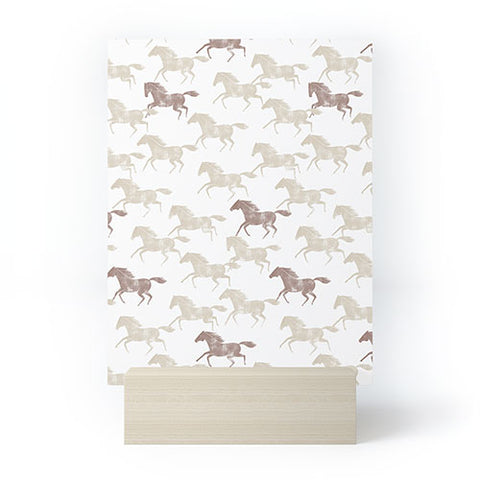Little Arrow Design Co wild horses tan Mini Art Print