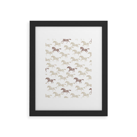 Little Arrow Design Co wild horses tan Framed Art Print