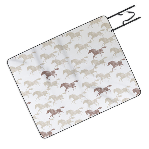 Little Arrow Design Co wild horses tan Picnic Blanket